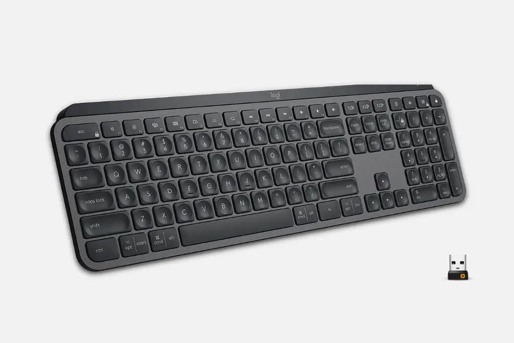 Logitech Wireless Keyboard with metal frame and plastic keys.