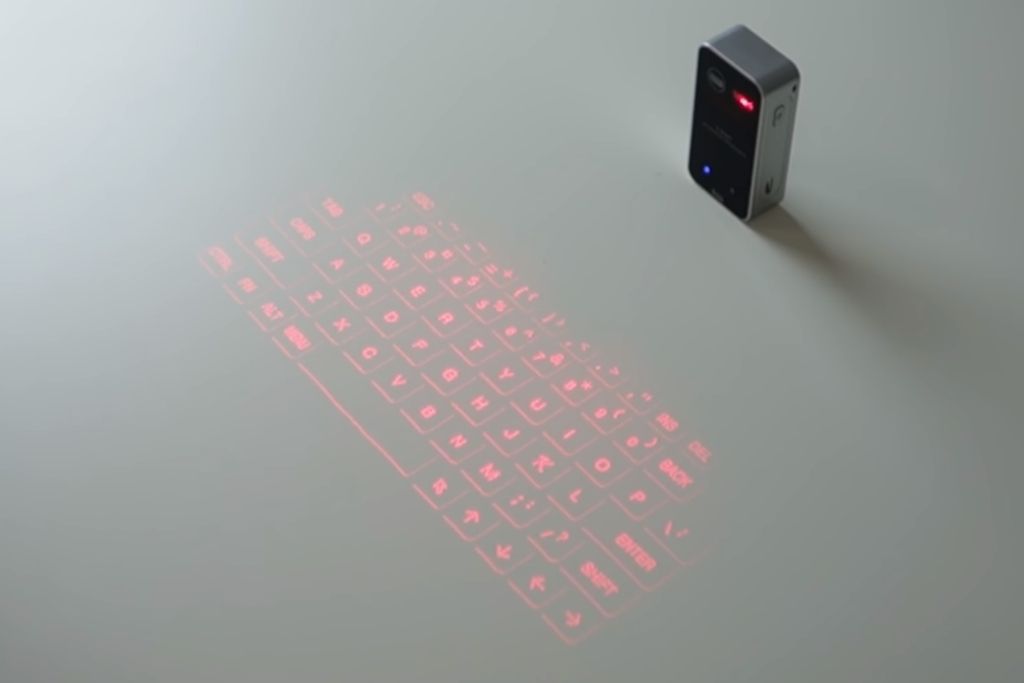 Keyboard formed by projecting Laser on the flat surface.
