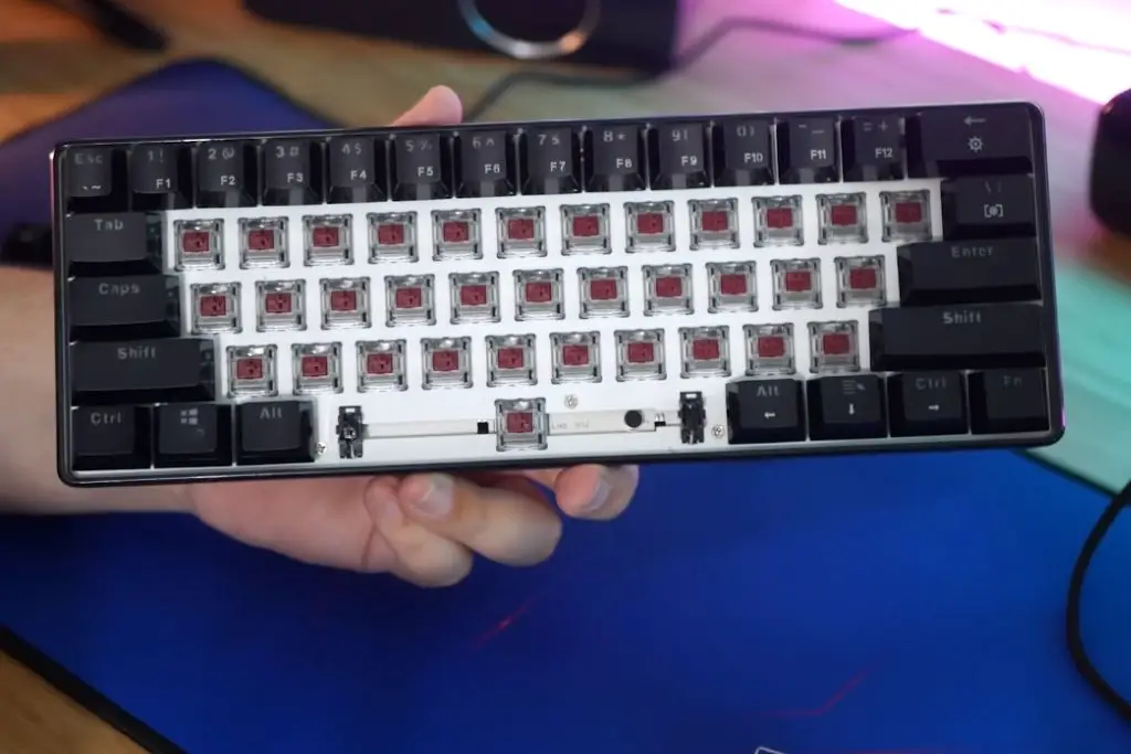 A keyboard without keycaps.