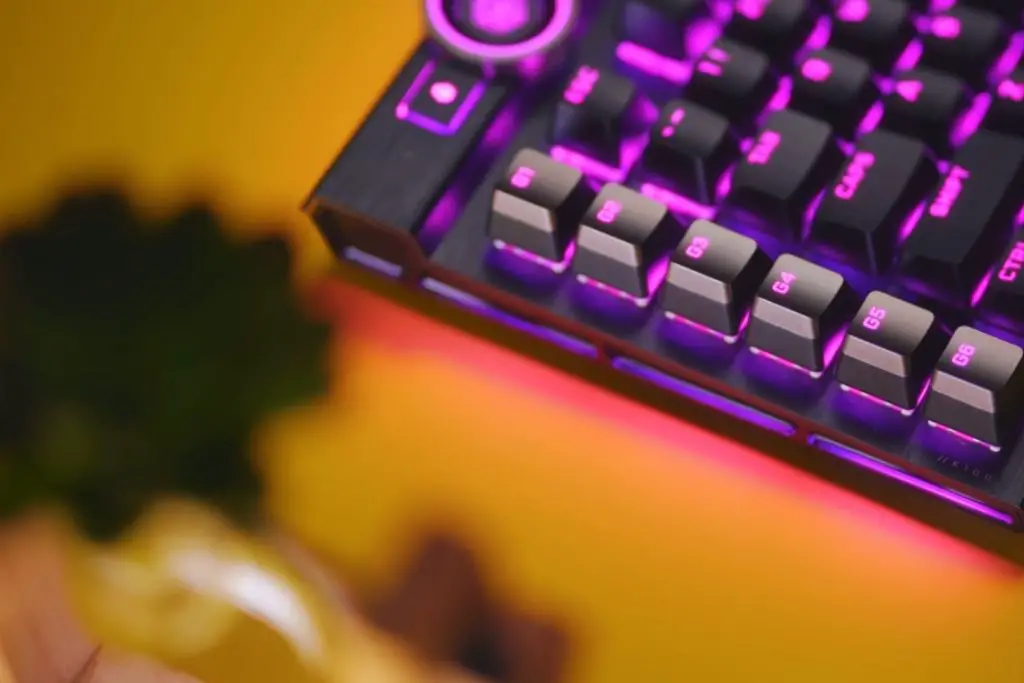 Mechanical Keyboard with Pink backlighting.
