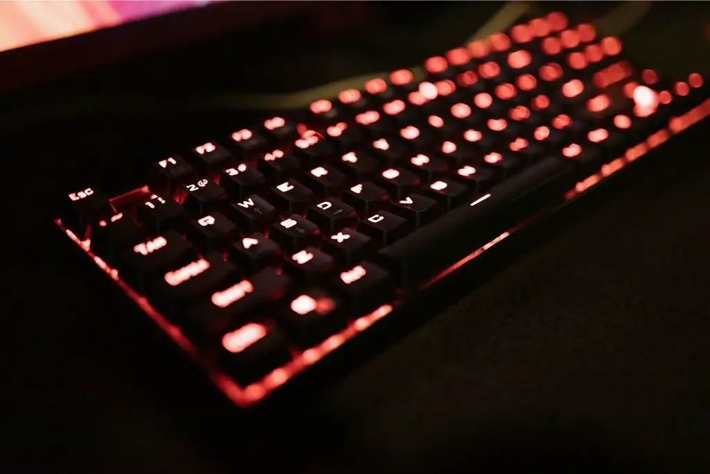 Black Mechanical Keyboard with Red Backlit.