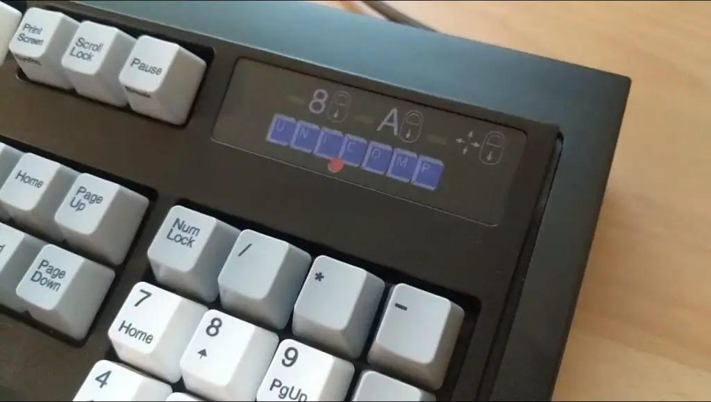 An old-fashioned Unicomp keyboard.