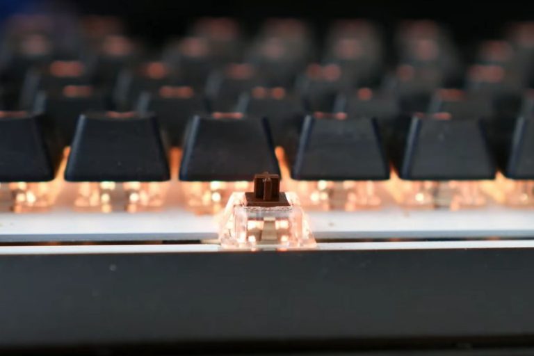 Naked Brown Switch of a Mechanical Keyboard.