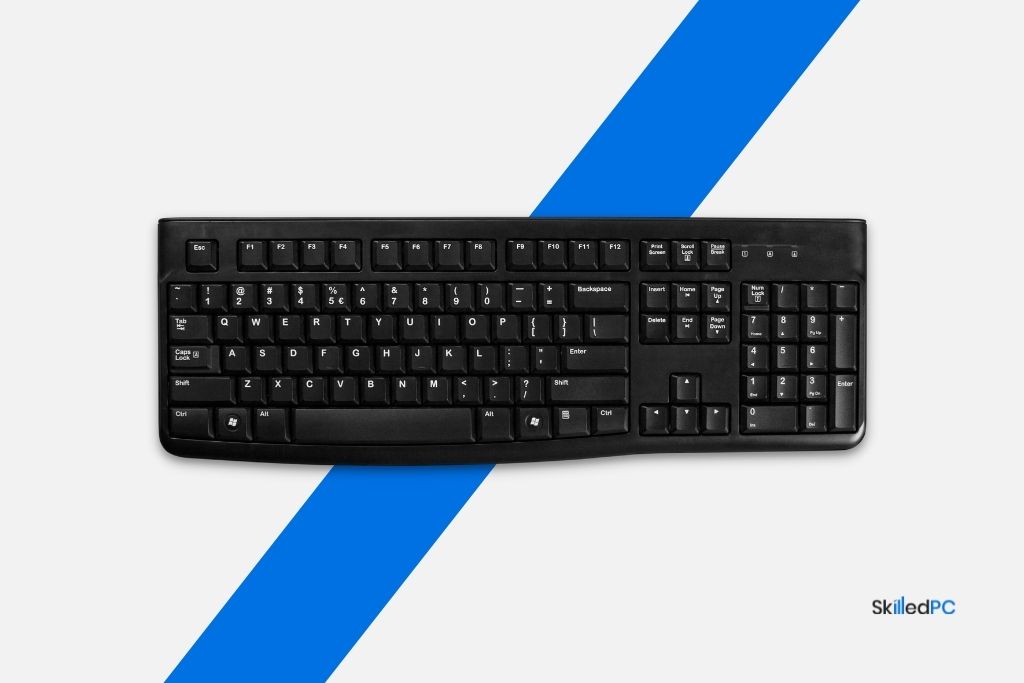 Black full-sized membrane keyboard.