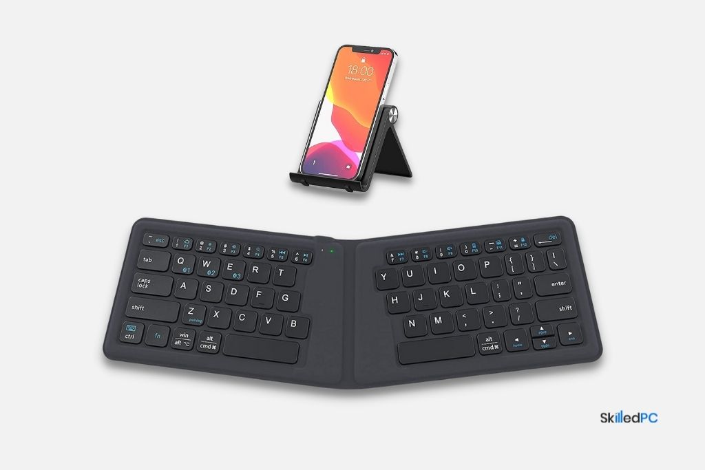 Black iClever ergonomic keyboard.