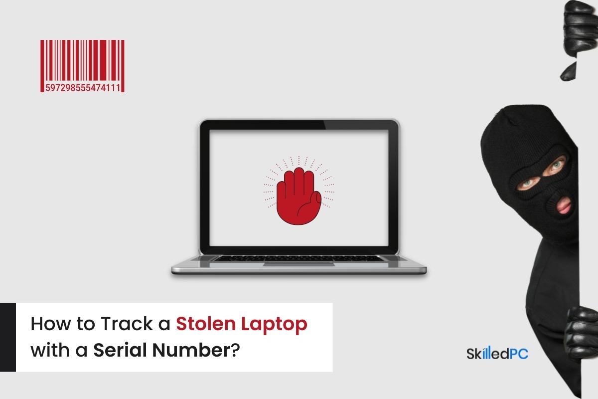 A thief is trying to steal the laptop.