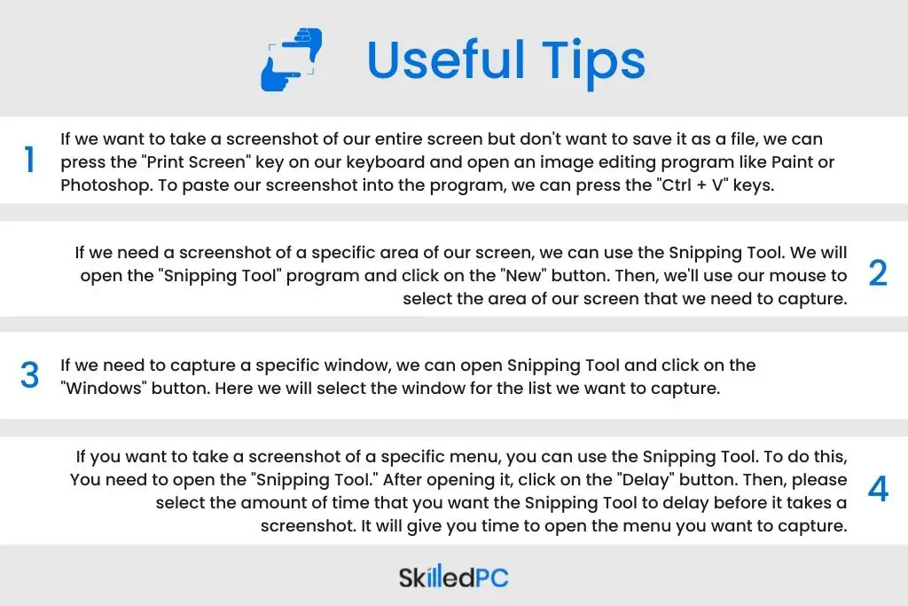 Use tips while capturing the screen on a gateway laptop.