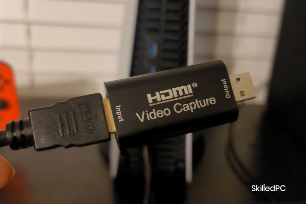 HDMI cable plugged into a Video Capture Card.
